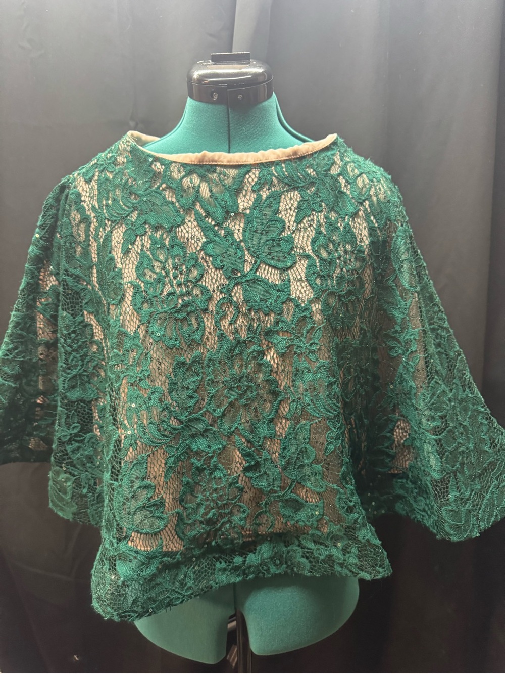 My Michelle Emerald Green Lace Overlay Blouse